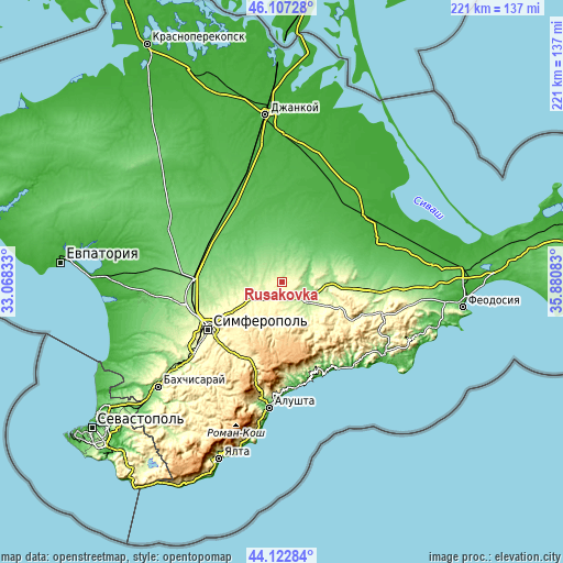 Topographic map of Rusakovka