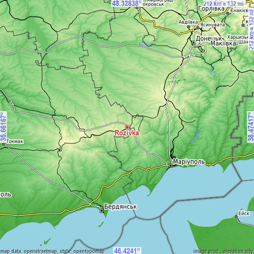 Topographic map of Rozivka