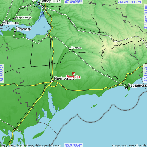 Topographic map of Rozivka