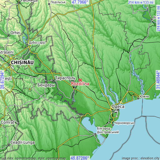 Topographic map of Rozdil’na