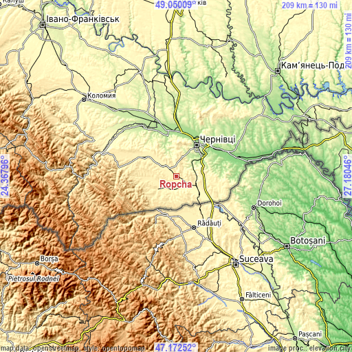 Topographic map of Ropcha