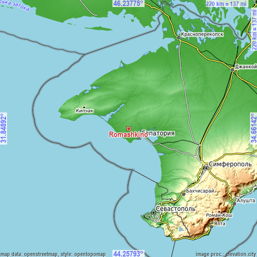 Topographic map of Romashkino