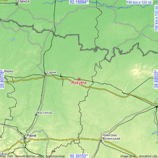 Topographic map of Rokytne