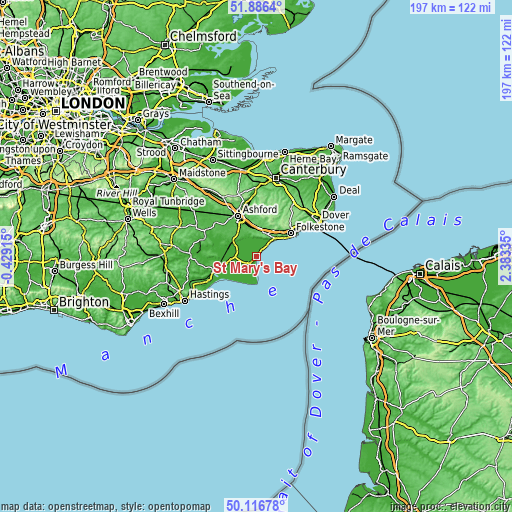 Topographic map of St Mary's Bay