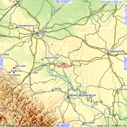 Topographic map of Rohatyn