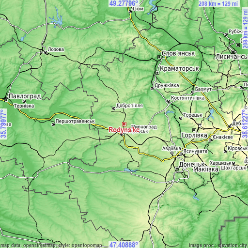 Topographic map of Rodyns’ke