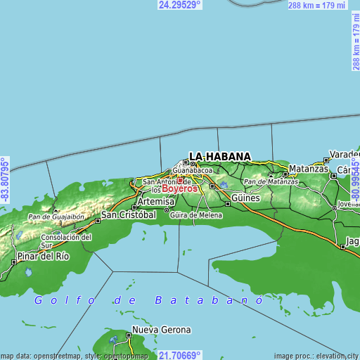 Topographic map of Boyeros