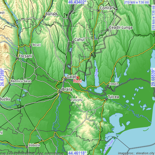 Topographic map of Reni