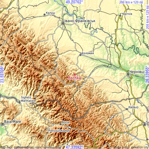 Topographic map of Rechka