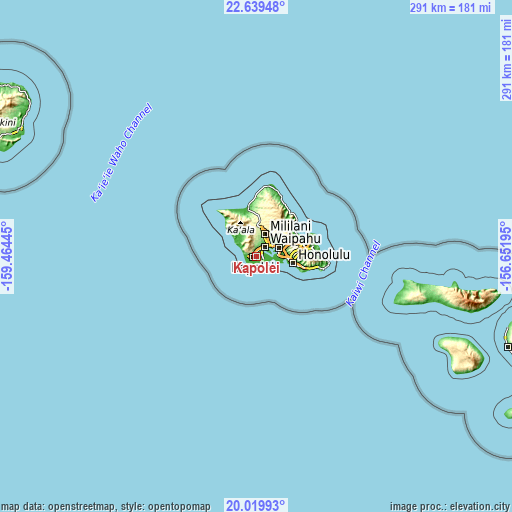 Topographic map of Kapolei