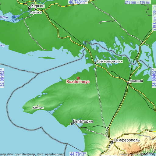 Topographic map of Razdol’noye