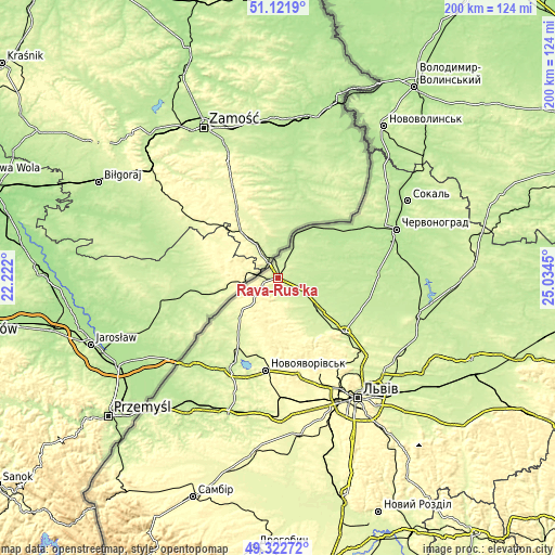 Topographic map of Rava-Rus’ka