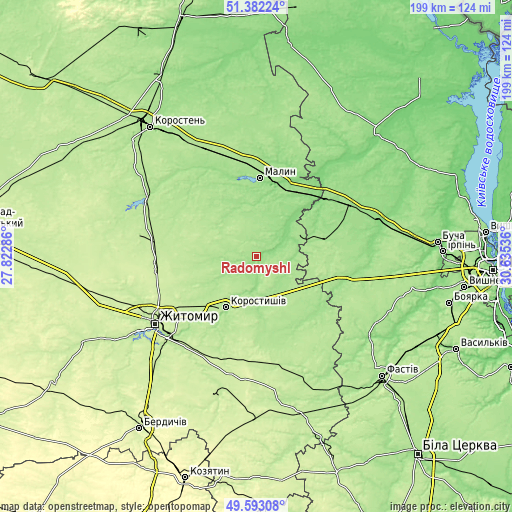 Topographic map of Radomyshl