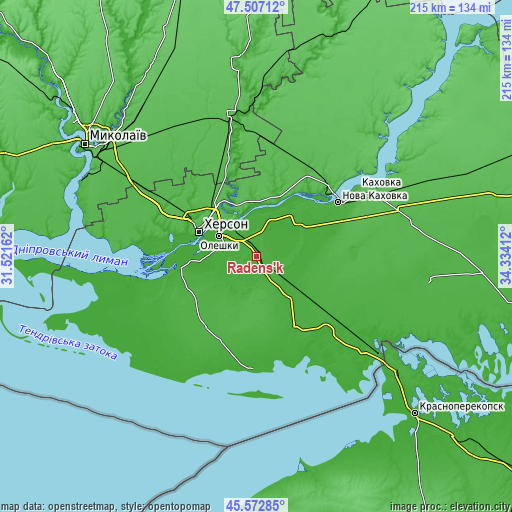 Topographic map of Radens’k