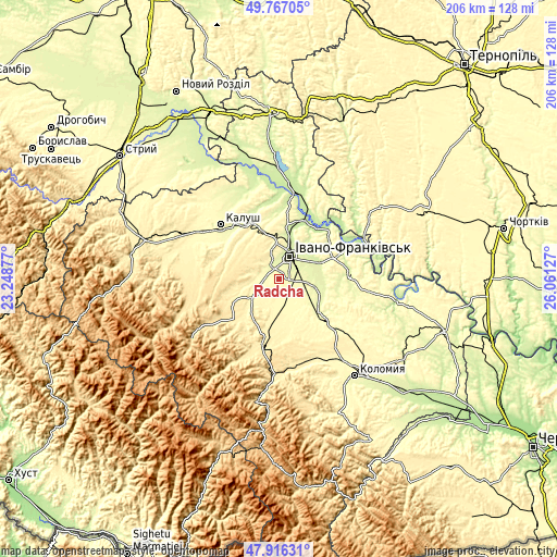 Topographic map of Radcha