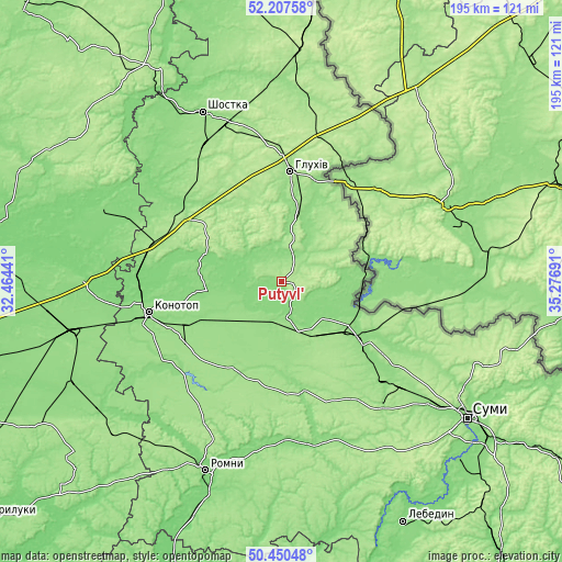 Topographic map of Putyvl’