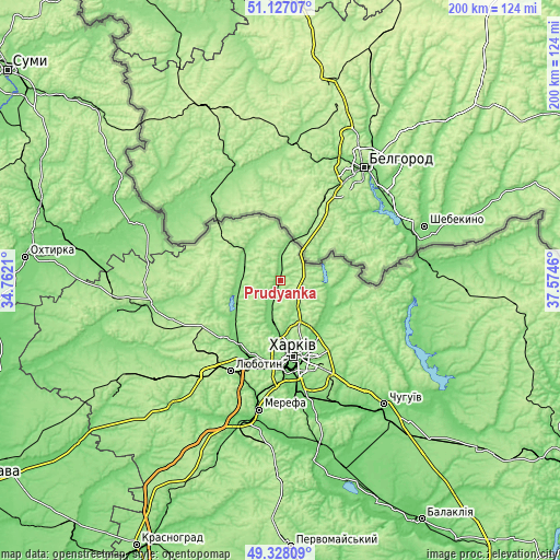 Topographic map of Prudyanka