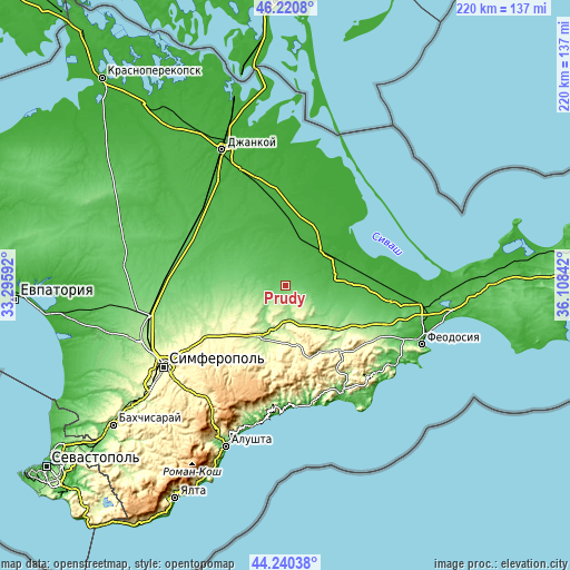 Topographic map of Prudy