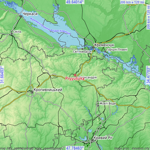 Topographic map of Pryyutivka