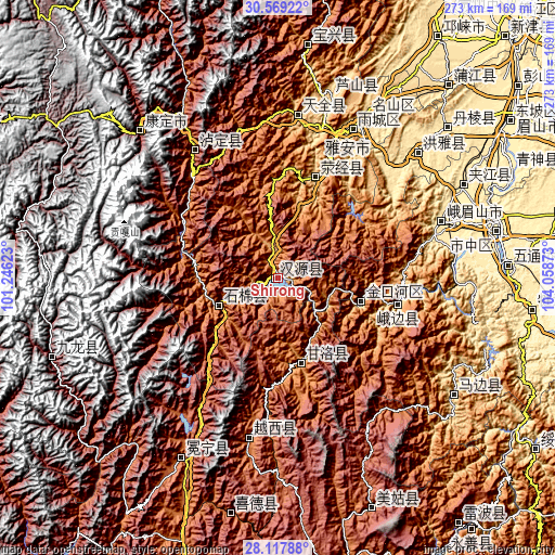 Topographic map of Shirong