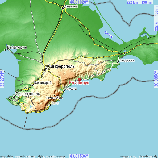 Topographic map of Privetnoye