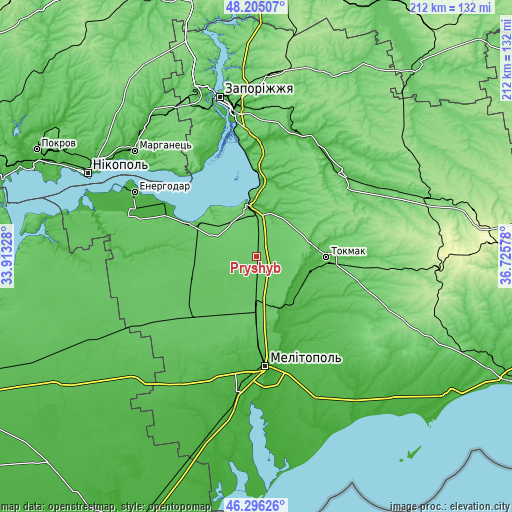 Topographic map of Pryshyb