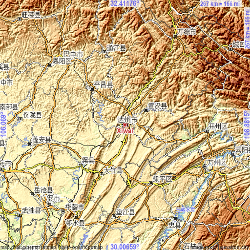 Topographic map of Xiwai