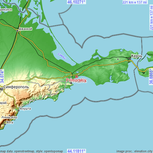 Topographic map of Primorskiy