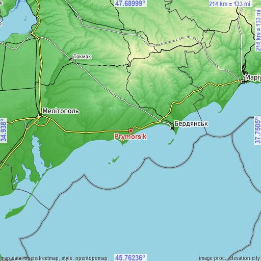 Topographic map of Prymors’k