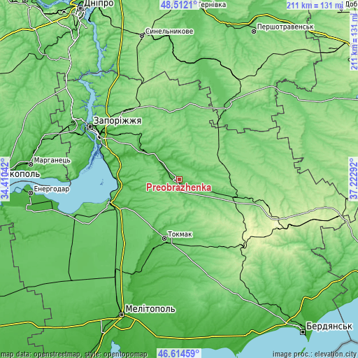 Topographic map of Preobrazhenka