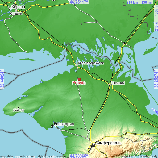 Topographic map of Pravda