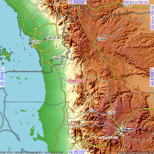 Topographic map of Washḩah