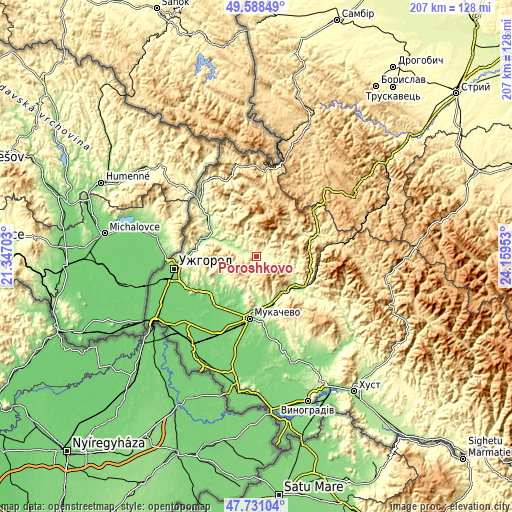 Topographic map of Poroshkovo