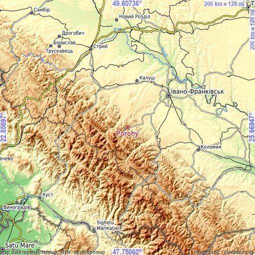 Topographic map of Porohy