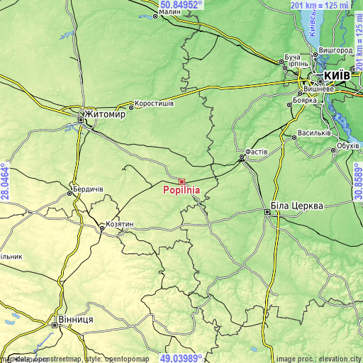 Topographic map of Popilnia