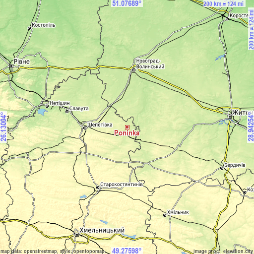 Topographic map of Poninka