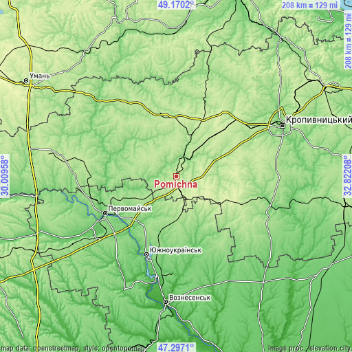 Topographic map of Pomichna