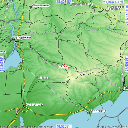 Topographic map of Polohy