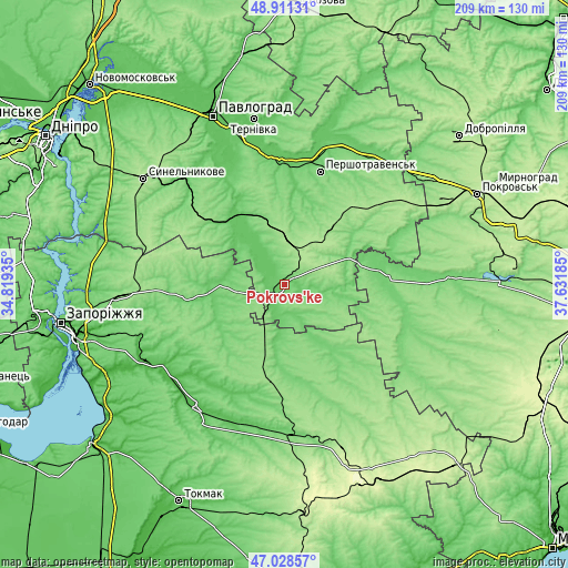 Topographic map of Pokrovs’ke