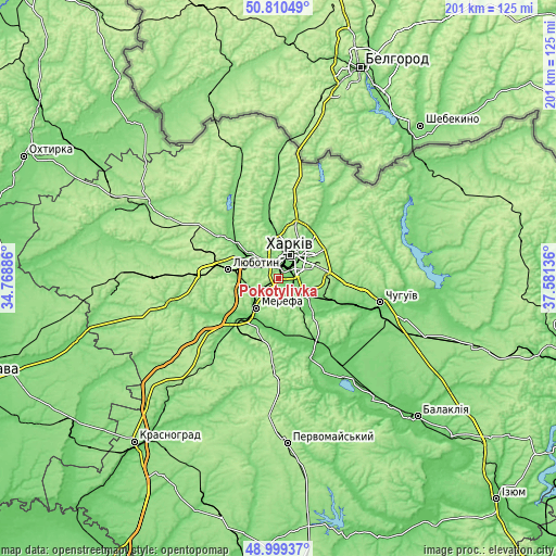 Topographic map of Pokotylivka