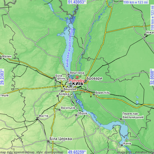 Topographic map of Pohreby