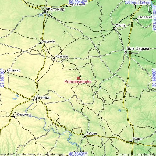 Topographic map of Pohrebyshche