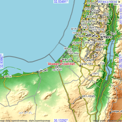 Topographic map of ‘Abasān al Jadīdah