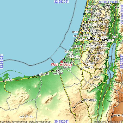 Topographic map of Wādī as Salqā