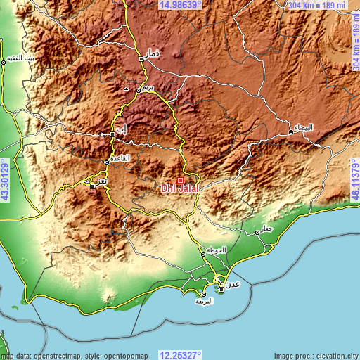 Topographic map of Dhī Jalāl