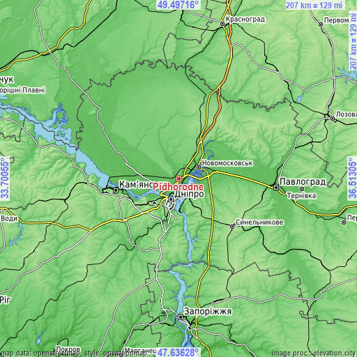 Topographic map of Pidhorodne