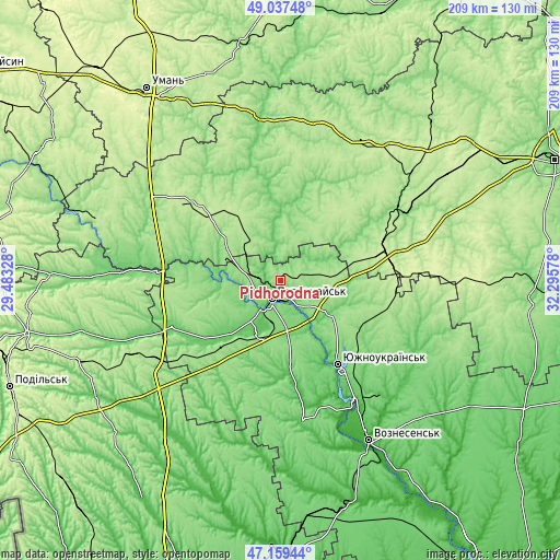 Topographic map of Pidhorodna