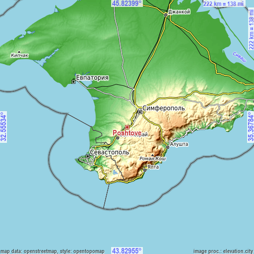 Topographic map of Poshtove