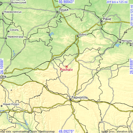 Topographic map of Pochaiv