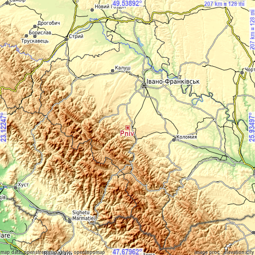 Topographic map of Pniv